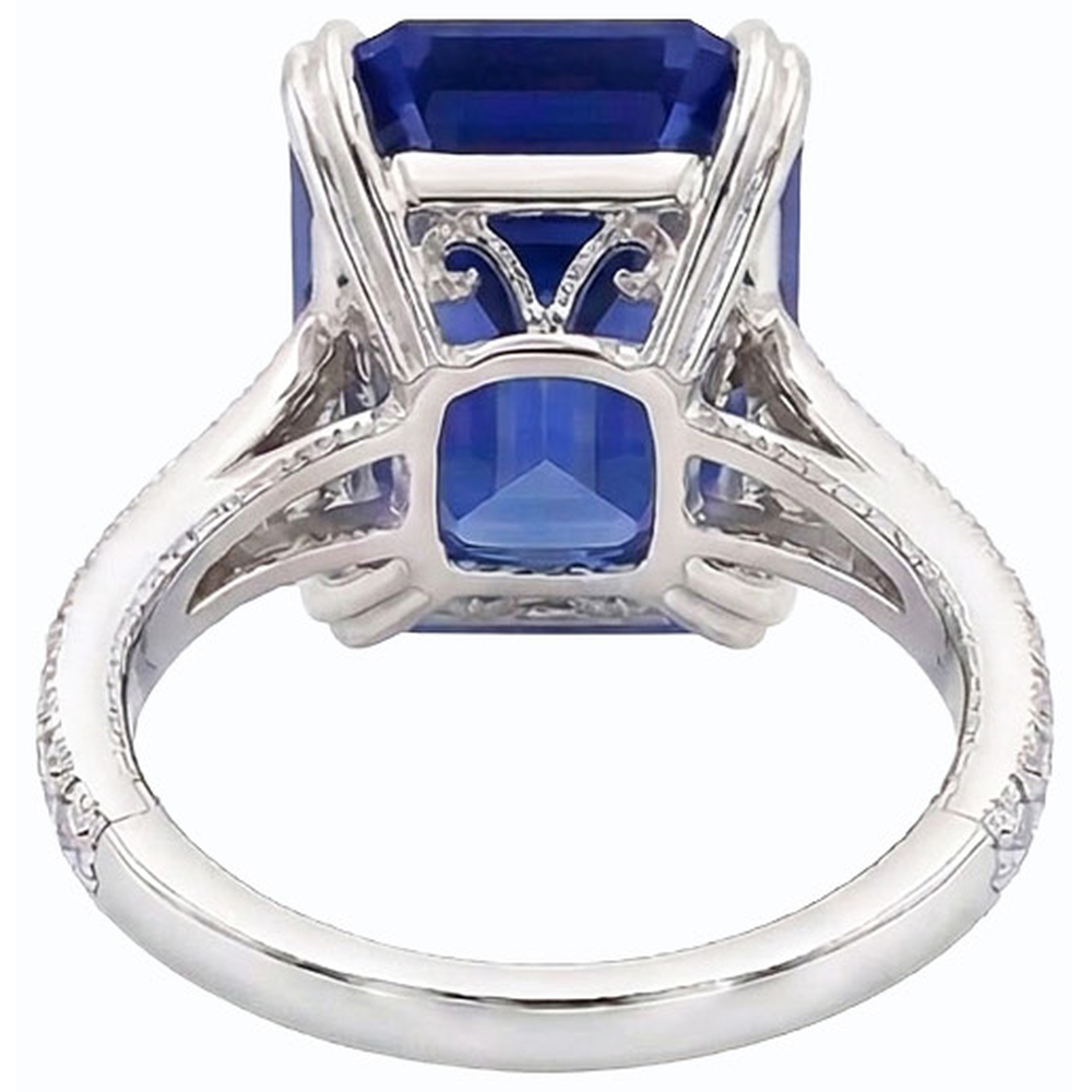 Antique Style Natural Earth Mined Diamond ( Not Lab Grown ) Emerald Blue Sapphire Ring Accented 8 Carats
