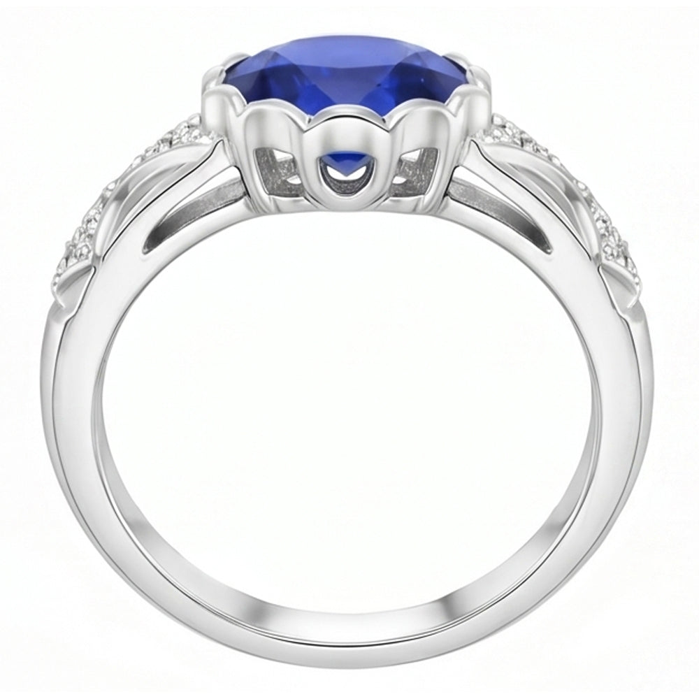 Antique Style Natural Earth Mined Diamond ( Not Lab Grown ) Ring Oval Ceylon Sapphire Stone Gold 3.75 Carats