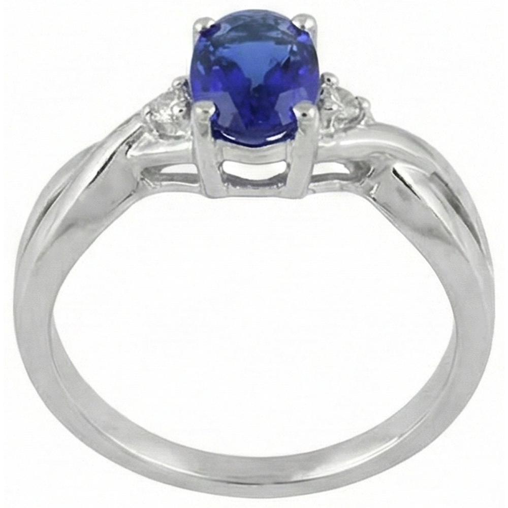 natural round tanzanite 1.60ct ring on white background