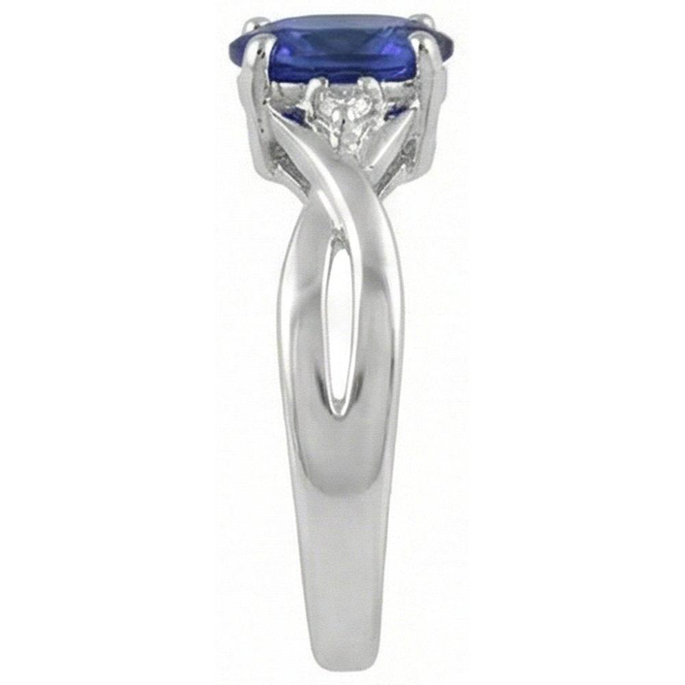 natural round tanzanite 1.60ct ring with diamond accents