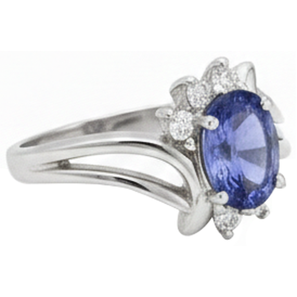 natural round tanzanite 2.05ct ring side angle