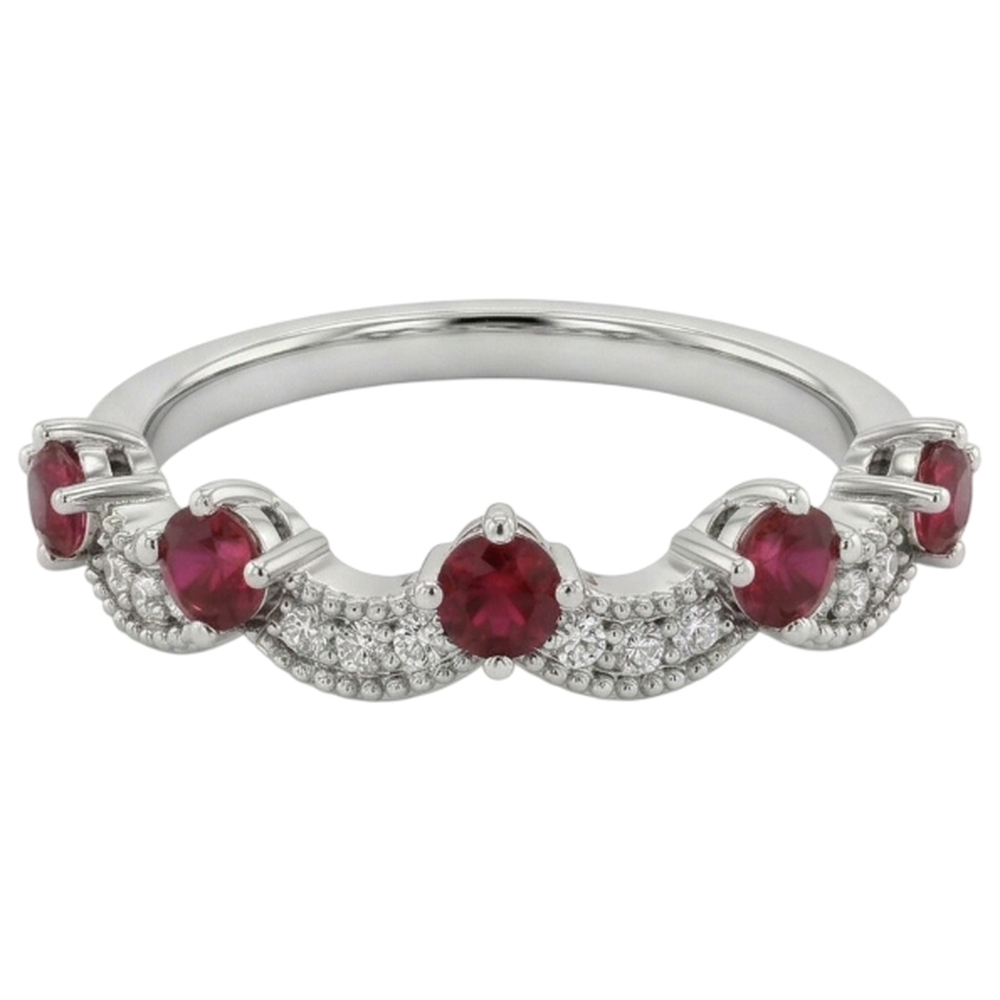 Antique Style Ruby Stone Ring White Gold 14K 2 Carats