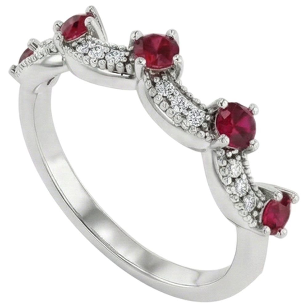 Antique Style Ruby Stone Ring White Gold 14K 2 Carats
