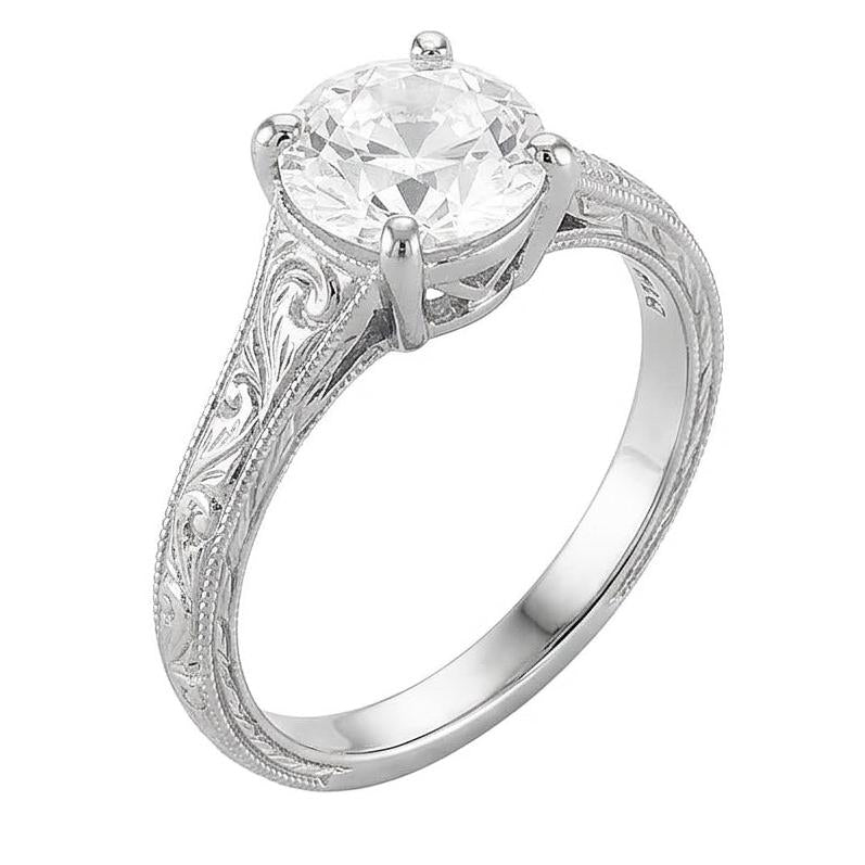 natural round diamond 1.50ct ring side angle