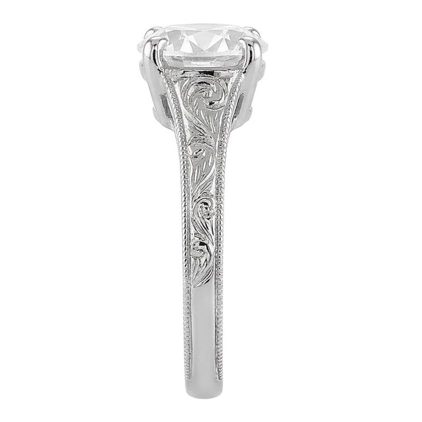 natural round diamond 1.50ct ring close up detail