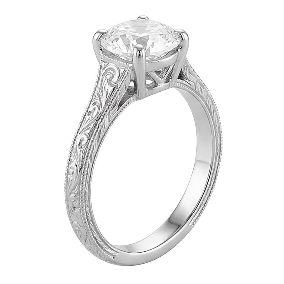 natural round diamond 1.50ct ring top view