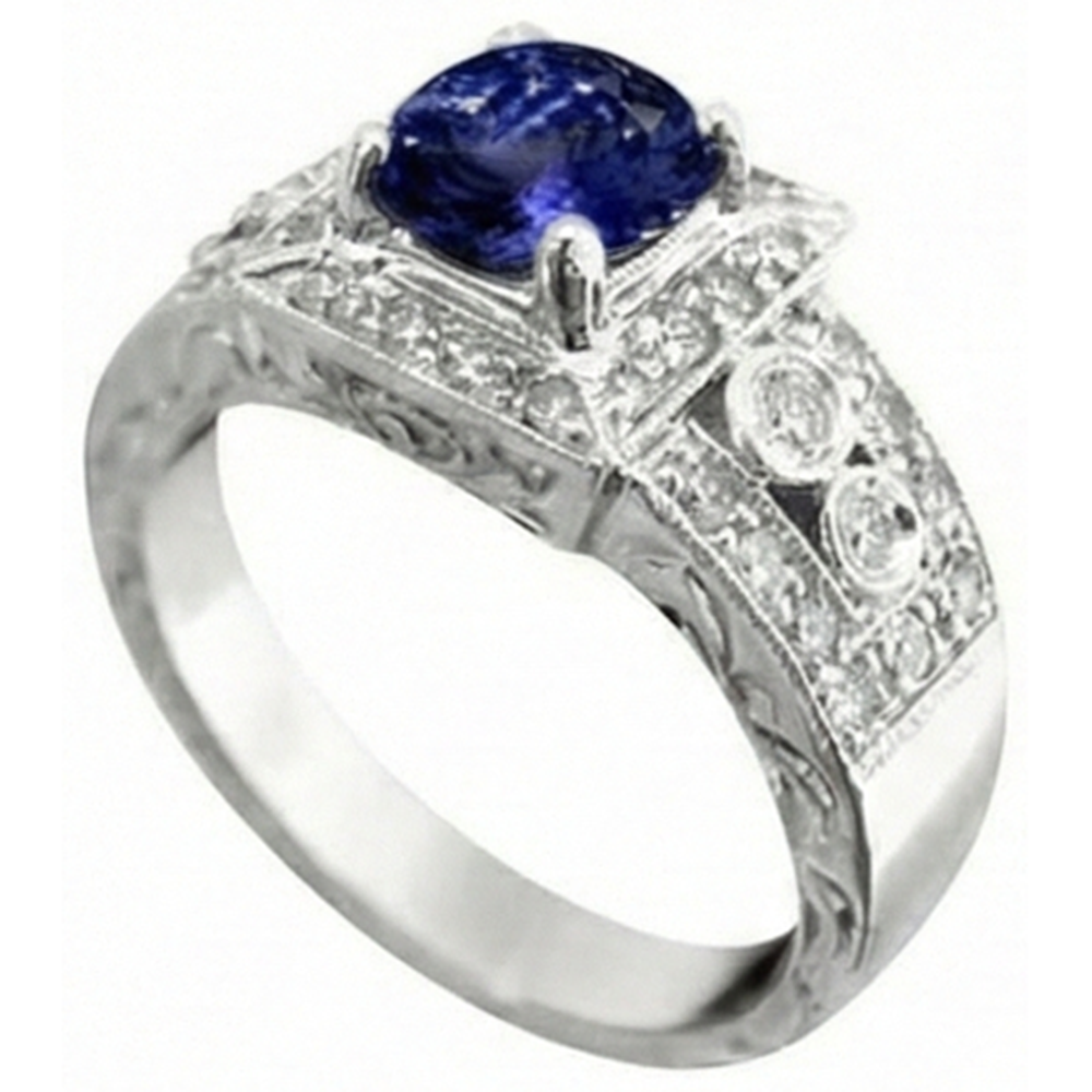 Antique Style Tanzanite And Natural Earth Mined Diamond ( Not Lab Grown ) s Ring 2.79 Carats Wedding Jewelry