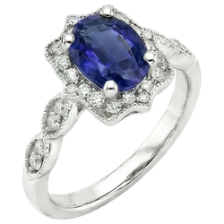 Natural Sapphire Ring 2.50ct - White Gold 14K