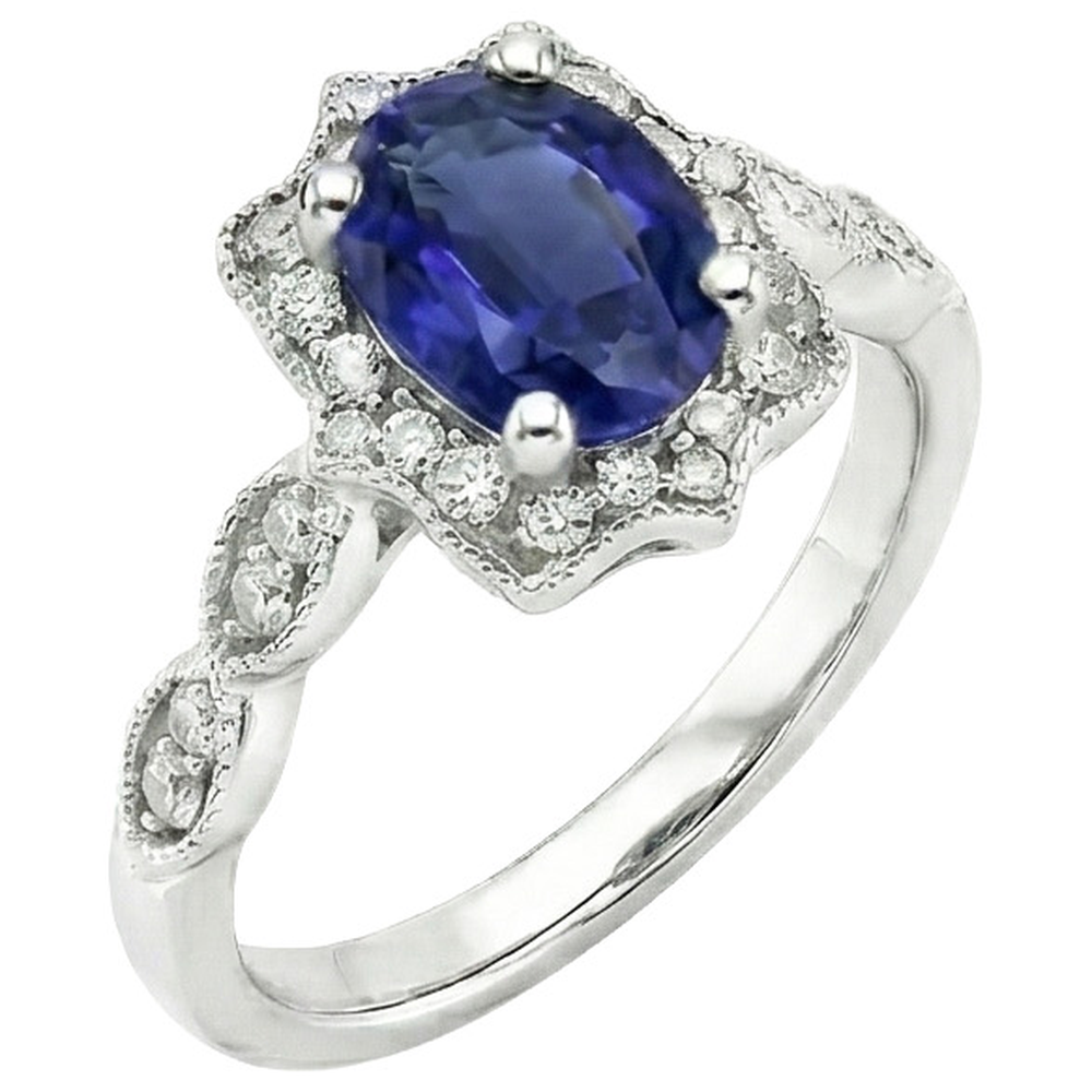 natural round sapphire 2.50ct ring front view