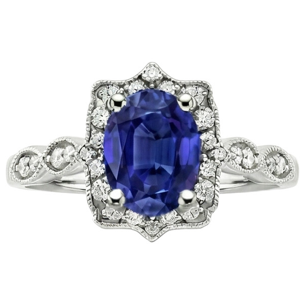 natural round sapphire 2.50ct ring top view