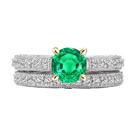 Real Colombian Emerald Colored Stone Ring – main view