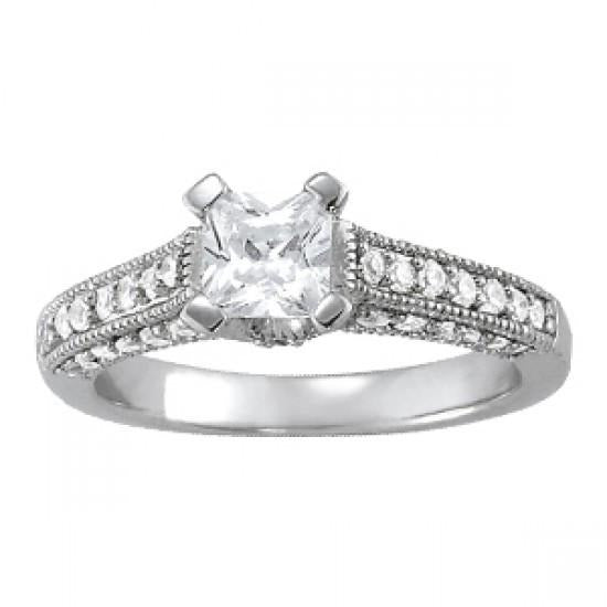 Antique Style 1.25 Cts. Real Diamond Engagement Ring Solid Gold 14K - Solitaire Ring with Accents-harrychadent.ca