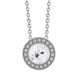 Antique Pendant – Brilliant Diamond 3.50 ct 14K White Gold