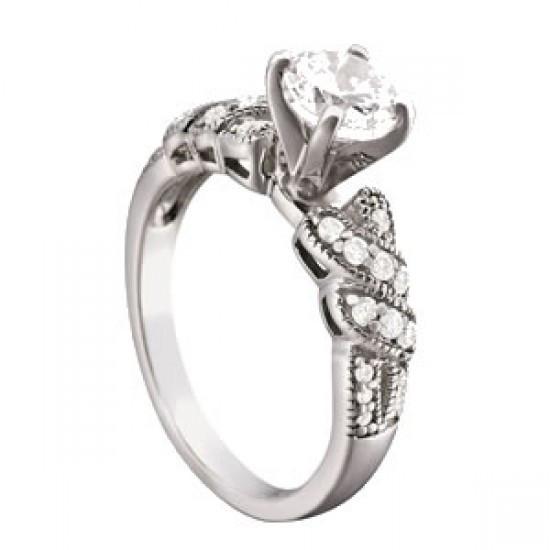 Antique Style Genuine Diamond Engagement Fancy Ring 1.40 Carats White Gold 14K