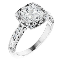 Antique Style Halo Cushion Old Mine Cut Real Natural Earth Mined Diamond Ring 4.25 Carats Gold