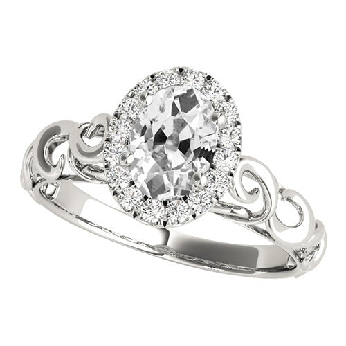 Antique Style Halo Oval Old Miner Real Diamond Ring 3.75 Carats Filigree - Halo Ring-harrychadent.ca