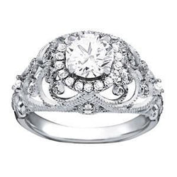 Antique Style Natural Diamond Engagement Ring 1.19 Carats White Gold 14K