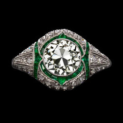 Antique Style Old Cut Real Diamond Ring Emerald Jewelry 3.50 Carats