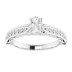 Antique Style Oval Old Cut Real Diamond Ring Surface Prong Set 4 Carats