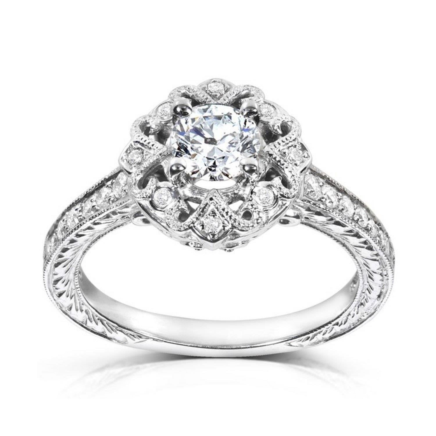 Antique Style Real Diamond Engagement Ring 2.25 Carats White Gold Jewelry