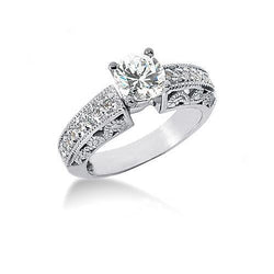 Antique Style Real Diamond Engagement Ring Band Set 1.95 Carats