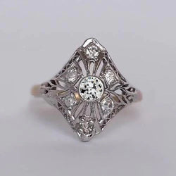 Antique Style Round Bezel Set Old Mine Cut Real Diamond Ring 1 Carat