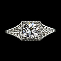 Antique Style Round Old Cut Genuine Natural Earth Mined Diamond Solitaire Ring 2 Carats Filigree