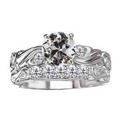 Old Mine Cut Bridal Ring – Diamond 2 ct 14 Karat White Gold