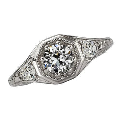 Antique Style Round Old Mine Cut Natural Diamond Ring 8 Prong Set 3 Carats