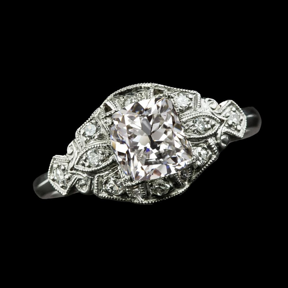 Antique Style Round Old Mine Cut Real Diamond Ring 3.25 Carats Milgrain