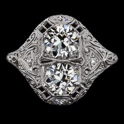 Antique Style Round Old Mine Cut Real Diamond Ring 3.50 Carats Filigree