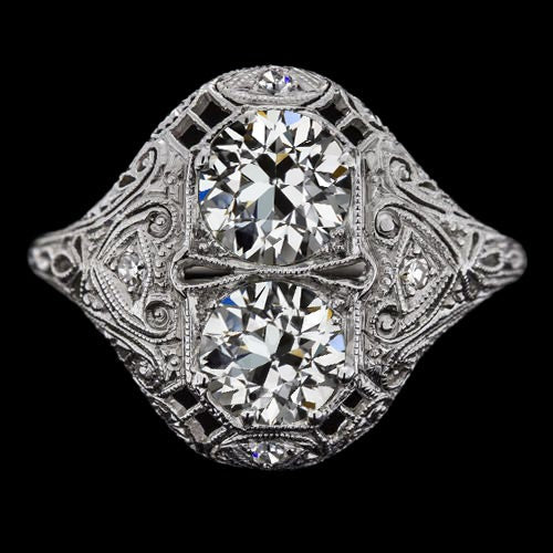 Antique Style Round Old Mine Cut Real Diamond Ring 3.50 Carats Filigree - Engagement Ring-harrychadent.ca