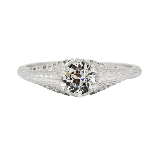 Antique Style Solitaire Old Miner Genuine Diamond Ring 2 Carats Filigree Shank