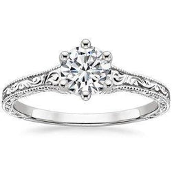 Antique Style Solitaire Real 2.25 Ct Natural Earth Mined Diamond Engagement Ring White Gold