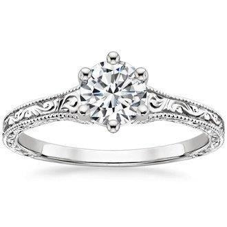 Antique Style Solitaire Real 2.25 Ct Diamond Engagement Ring White Gold