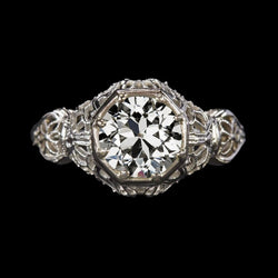Antique Style Solitaire Ring Round Real Old European Diamond 2.50 Carats