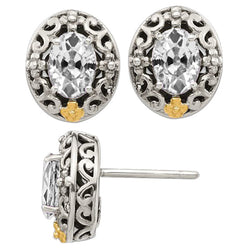 Natural Brilliant Diamond Earrings – Two-Tone 14K Gold 4 ct