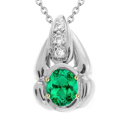 Emerald Gemstone Pendant – Antique 2 ct 14K Two Tone Gold