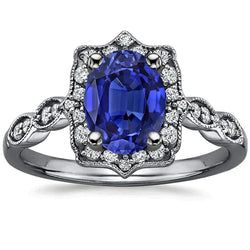 Antique Type Sapphire Natural Earth Mined Diamond Ring