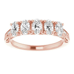 Antique Style Half Eternity Band Oval Old Cut Lab Grown Diamond 7.75 Carats