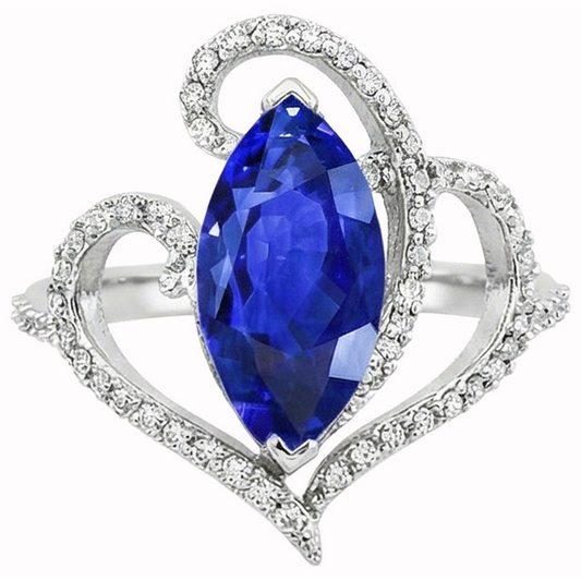 natural round sapphire 5ct ring close up detail