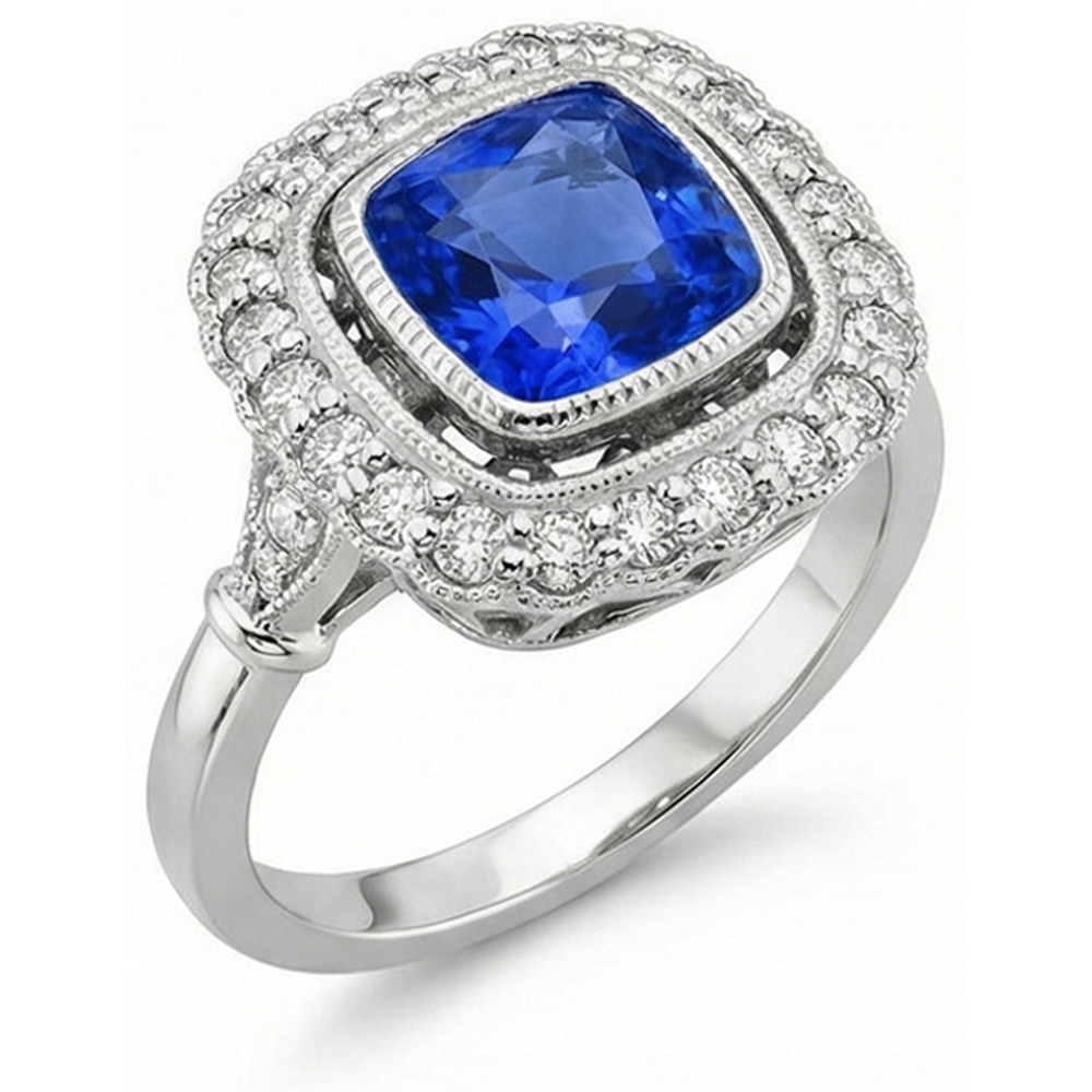 natural round sapphire 1ct ring side angle