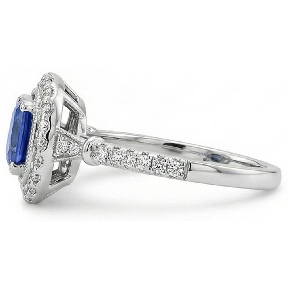 natural round sapphire 1ct ring profile view
