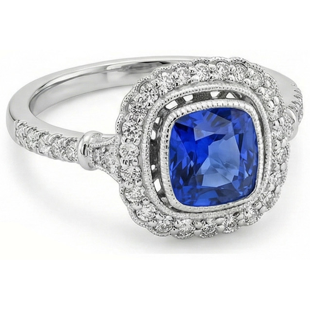 natural round sapphire 1ct ring top view