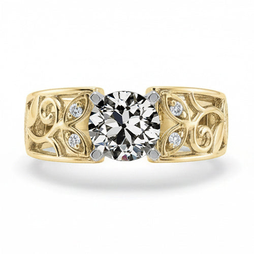 natural round diamond 1.50ct ring side angle
