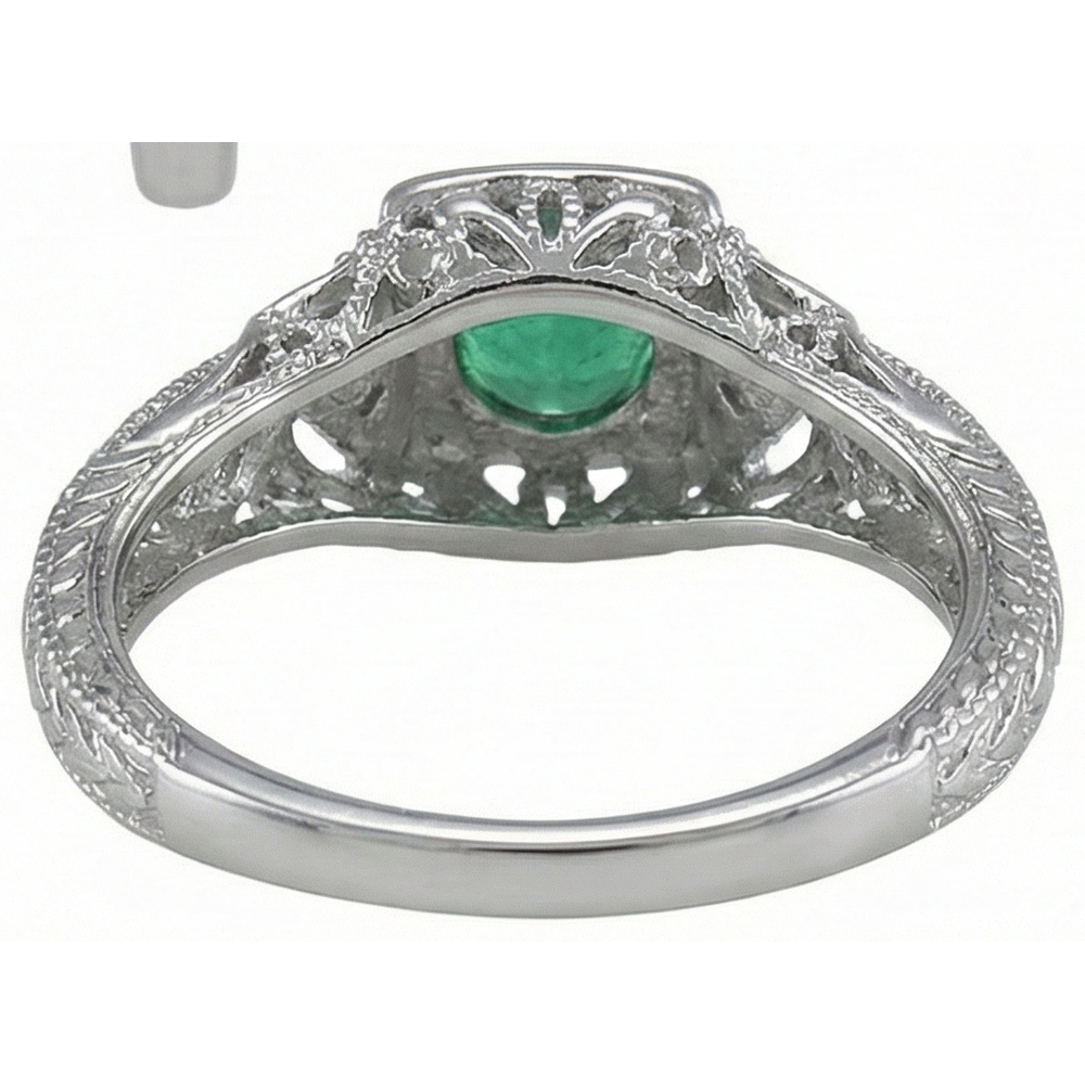 natural round emerald 4.50ct ring profile view