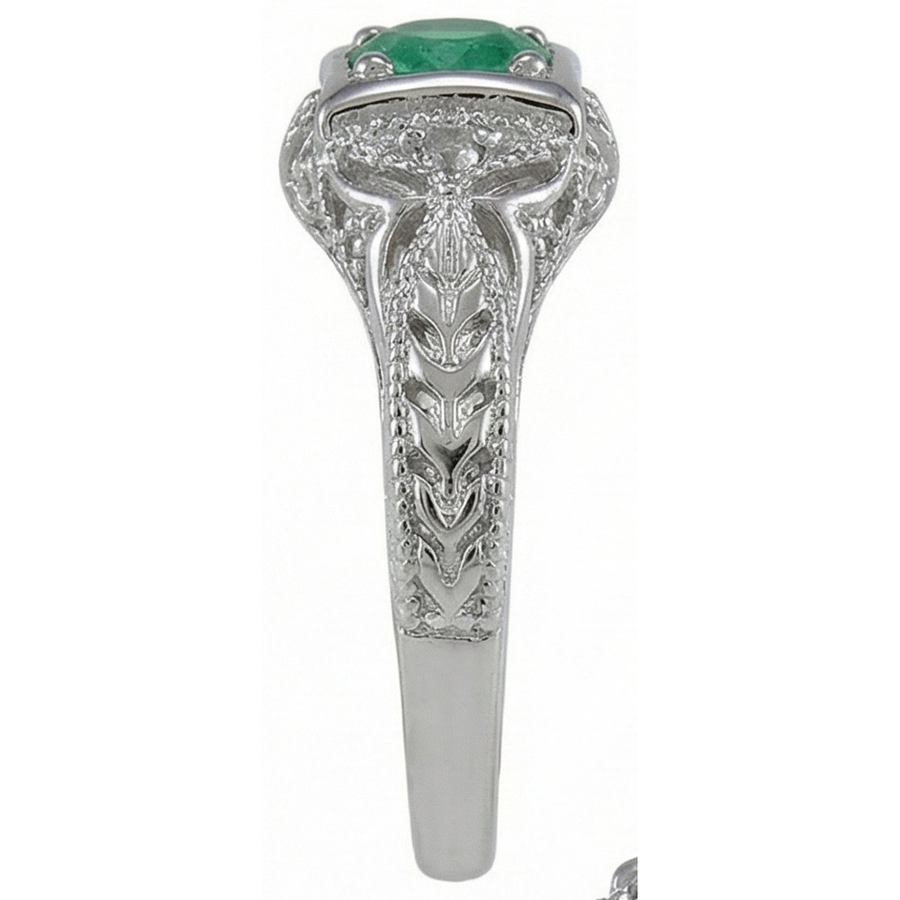 natural round emerald 4.50ct ring top view