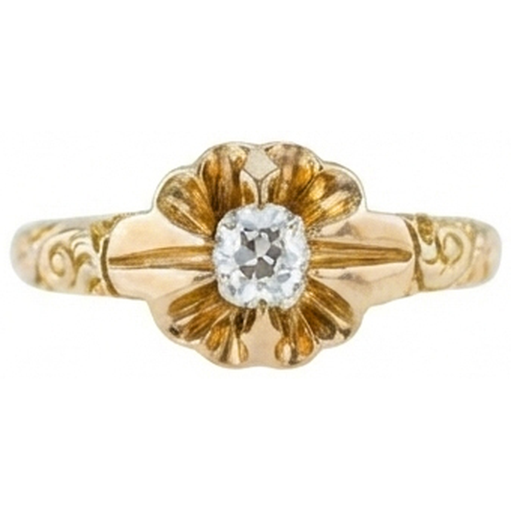Art Nouveau Jewelry New Solitaire Ring Round Old Miner Genuine Natural Earth Mined Diamond ( Not Lab Grown ) 0.50 Ct