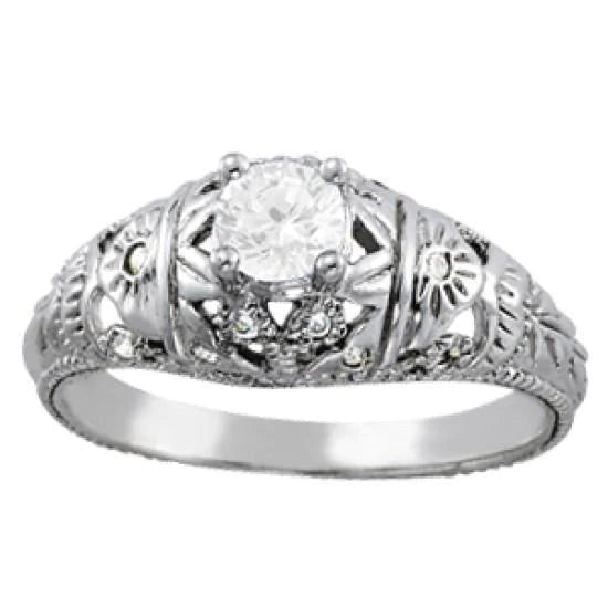 Art Nouveau Jewelry New Antique Style Real Diamond Engagement Ring - Engagement Ring-harrychadent.ca