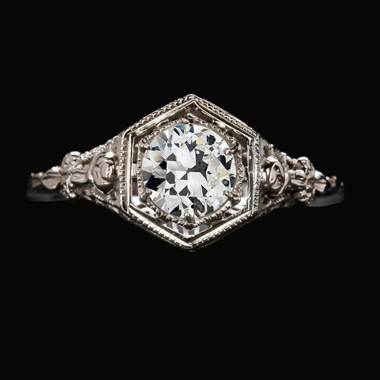 Art Nouveau Jewelry New Antique Style Solitaire Old Miner Real Diamond Ring - Solitaire Ring-harrychadent.ca